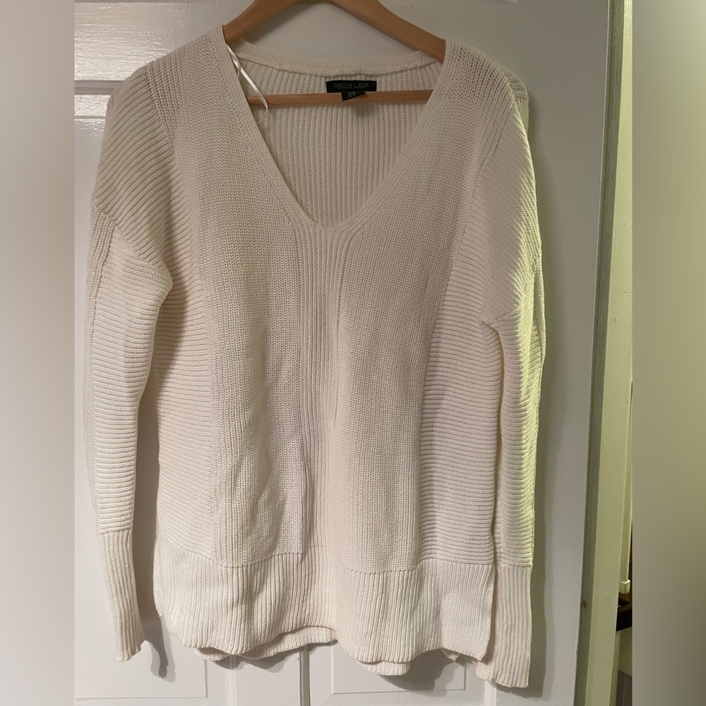 Rachel Zoe Cream V-neck Sweater